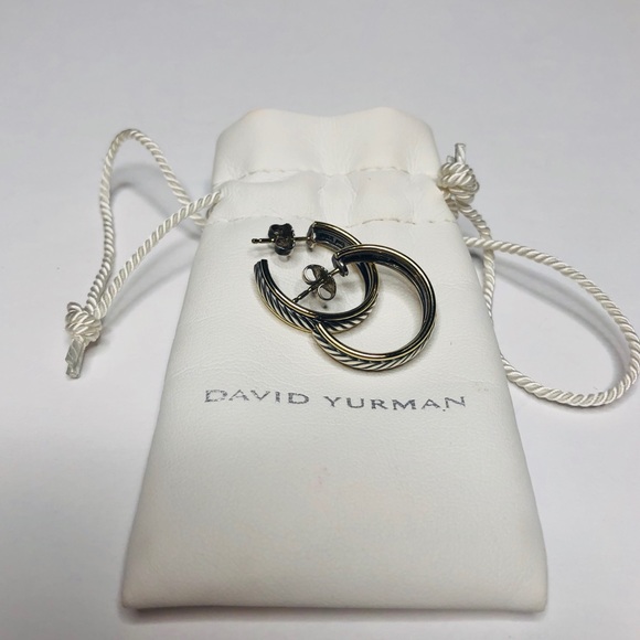 David Yurman Jewelry - David Yurman Sterling and 18K Gold Cable Earrings